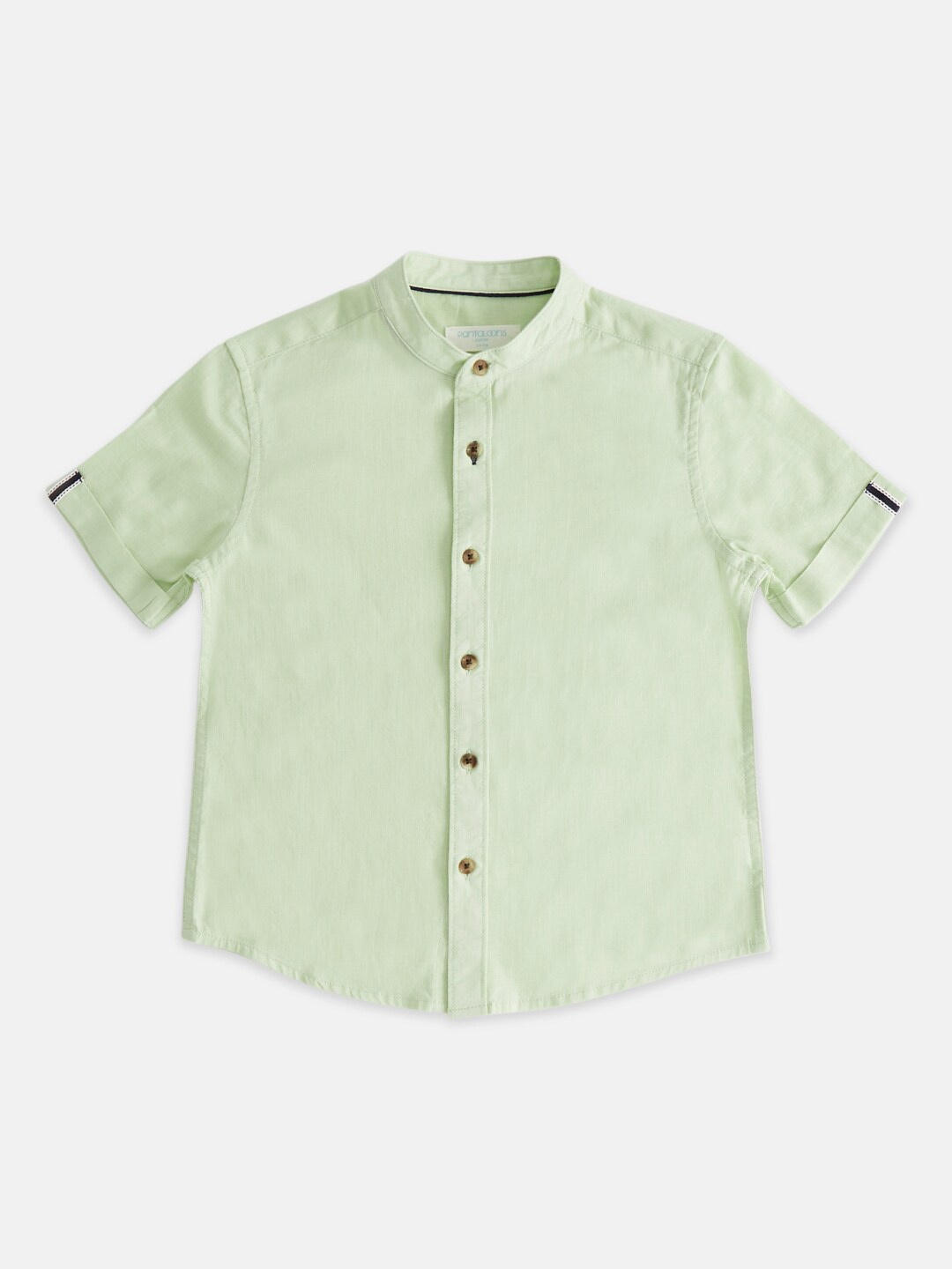 

Pantaloons Junior Boys Mandarin Collar Cotton Casual Shirt, Green