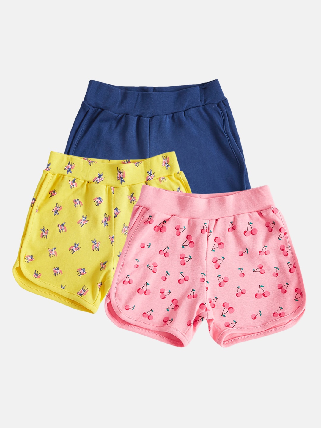 

Pantaloons Baby Infants Girls Pack Of 3 Printed Cotton Hot Pant Shorts, Pink
