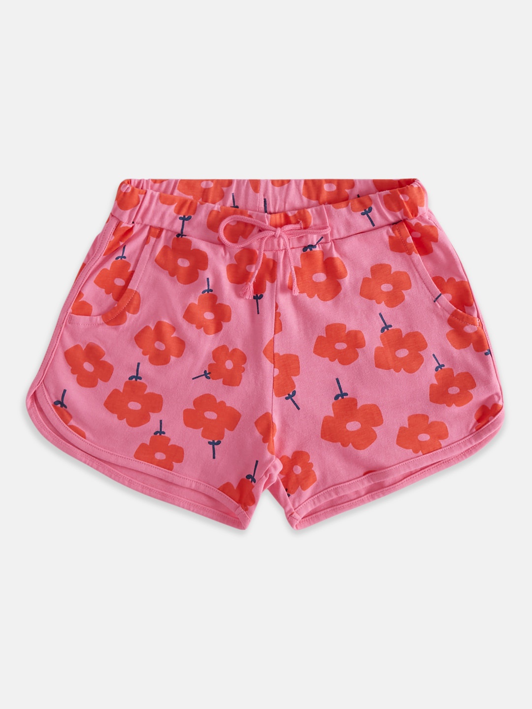 

Pantaloons Junior Girls Printed Cotton Mid-Rise Regular Fit Shorts, Pink
