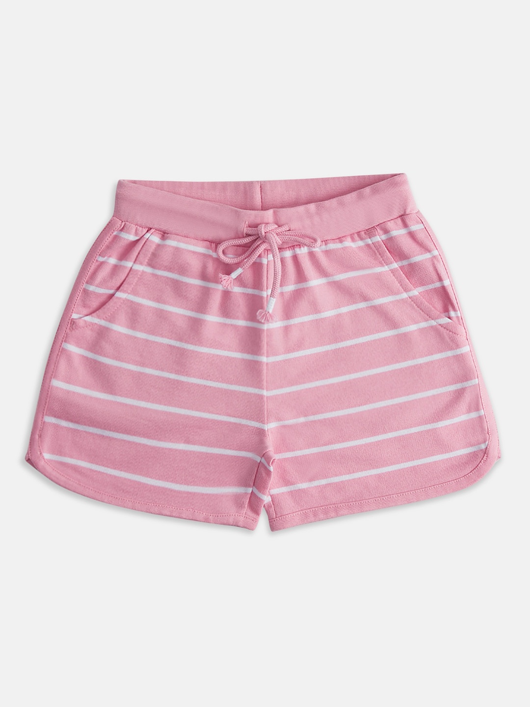 

Pantaloons Junior Girls Striped Cotton Shorts, Pink