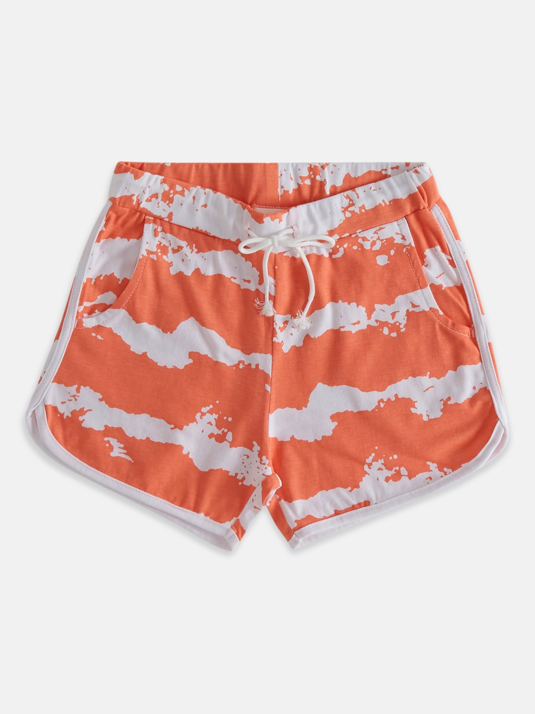 

Pantaloons Junior Girls Abstract Printed Cotton Shorts, Coral
