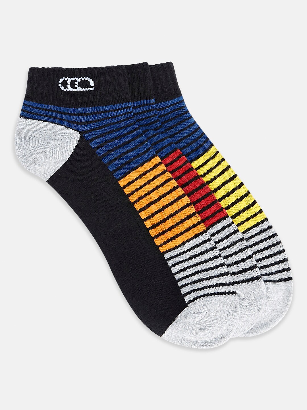 

Ajile by Pantaloons Men Pack Of 3 Striped Ankle-Length Socks, Blue