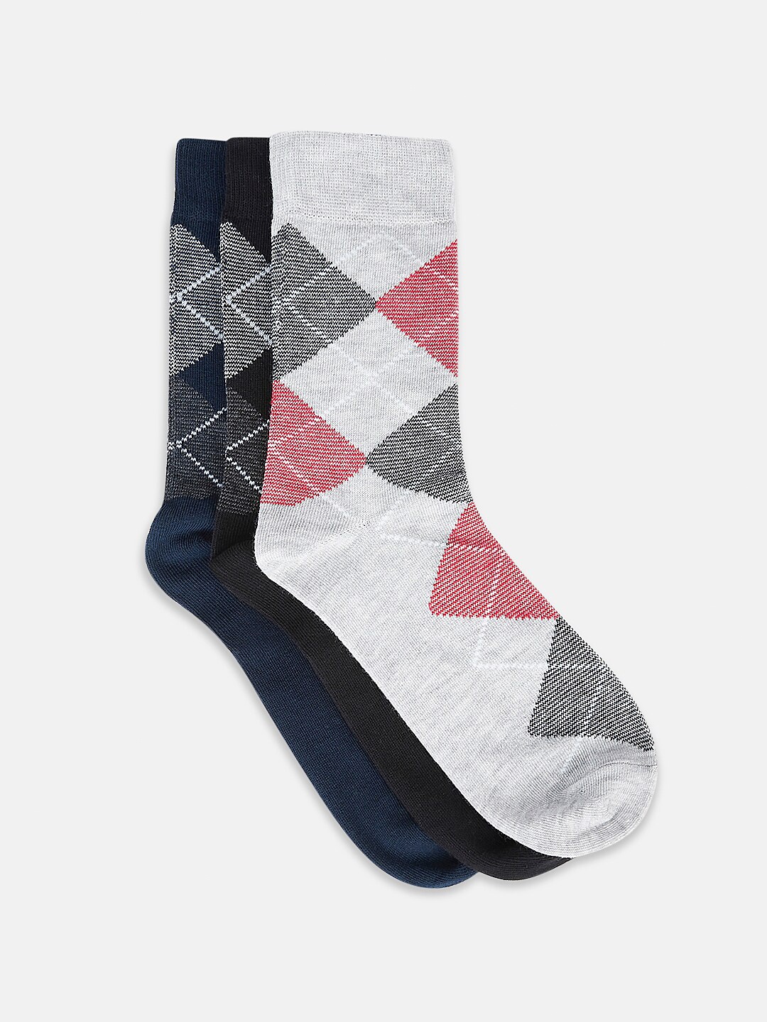 

BYFORD by Pantaloons Men Pack Of 3 Patterned Above Ankle-Length Socks, Navy blue