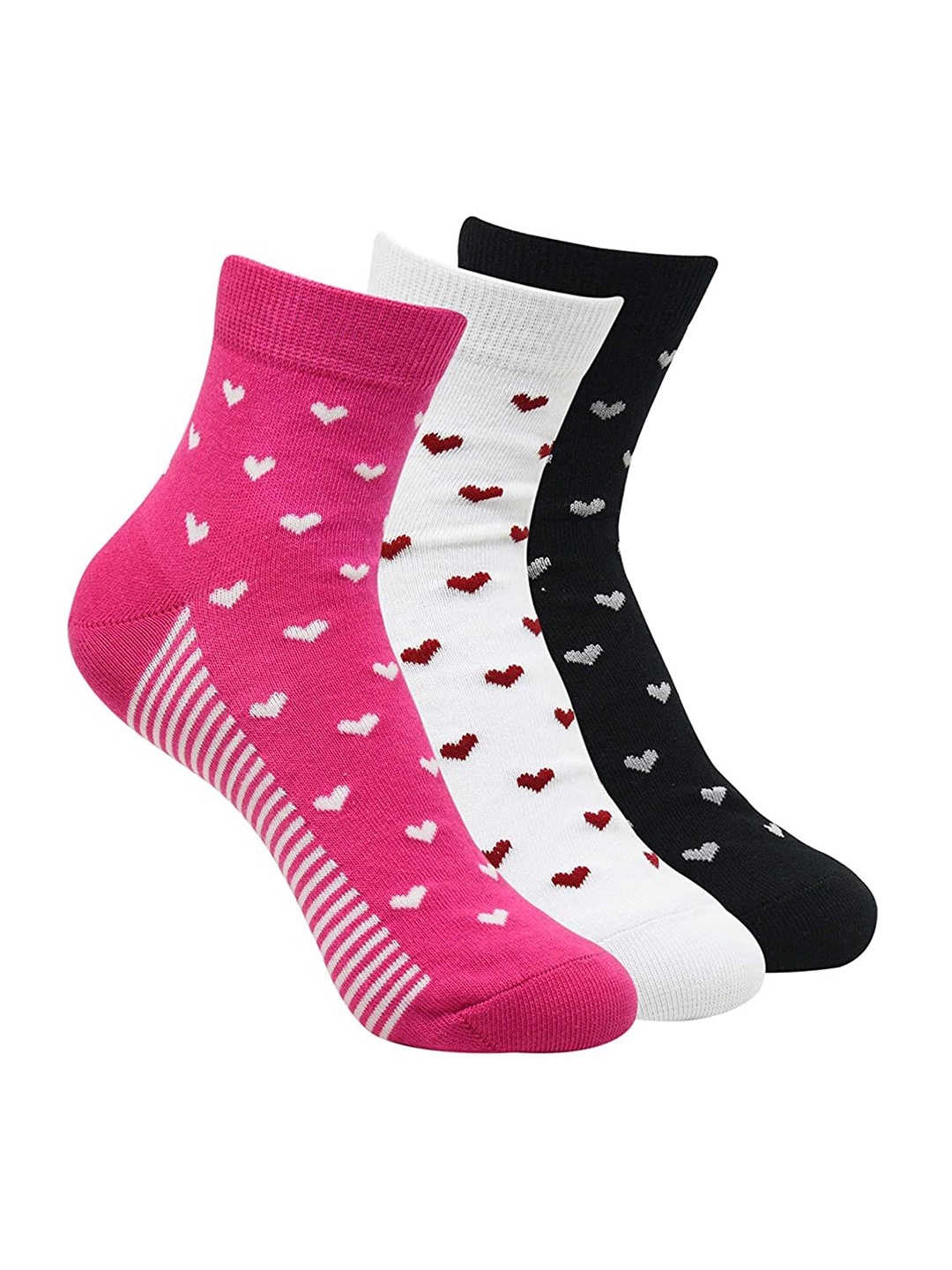 

Balenzia Women Pack Of 3 Patterned Ankle-Length Socks, White