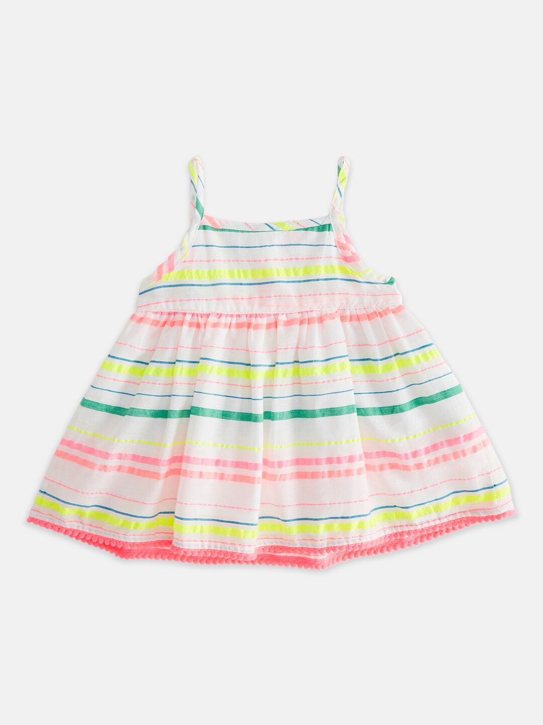 

Pantaloons Baby Off White & Yellow Striped A-Line Midi Dress