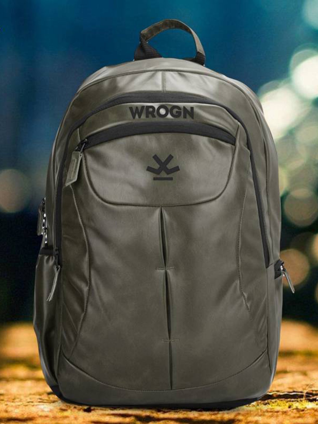 

WROGN Ergonomic Water Resistant Backpack with Reflective Strip & Rain Cover, Olive