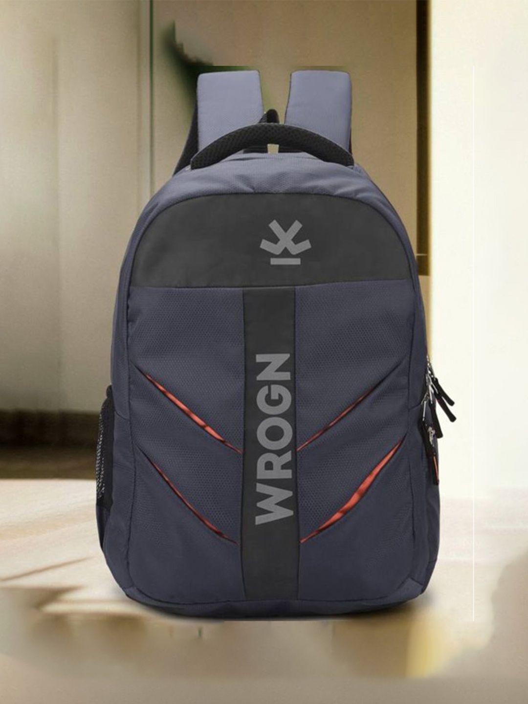 

WROGN Printed Reflective Strip Water Proof Large Backpack with Rain Cover, Navy blue
