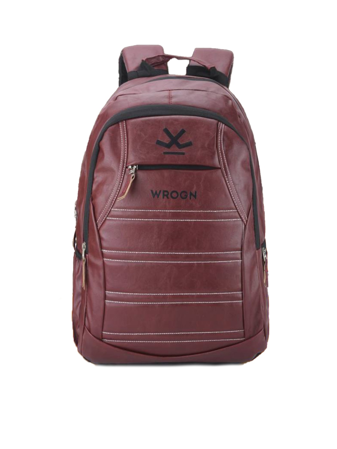

WROGN Printed Leather Reflective Strip Water Proof Large Backpack with Rain Cover, Maroon