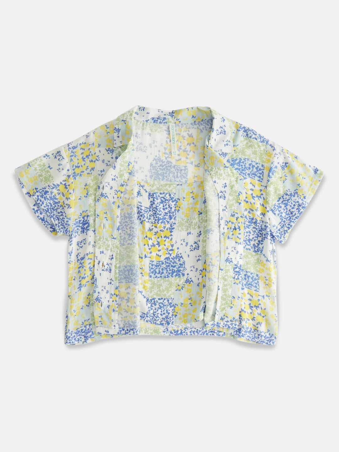 

Pantaloons Junior Floral Printed Shirt Style Top, Yellow