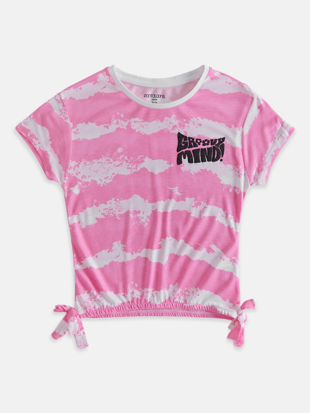 

Pantaloons Junior Girls Tie & Dye Cotton Round Neck Top, Pink