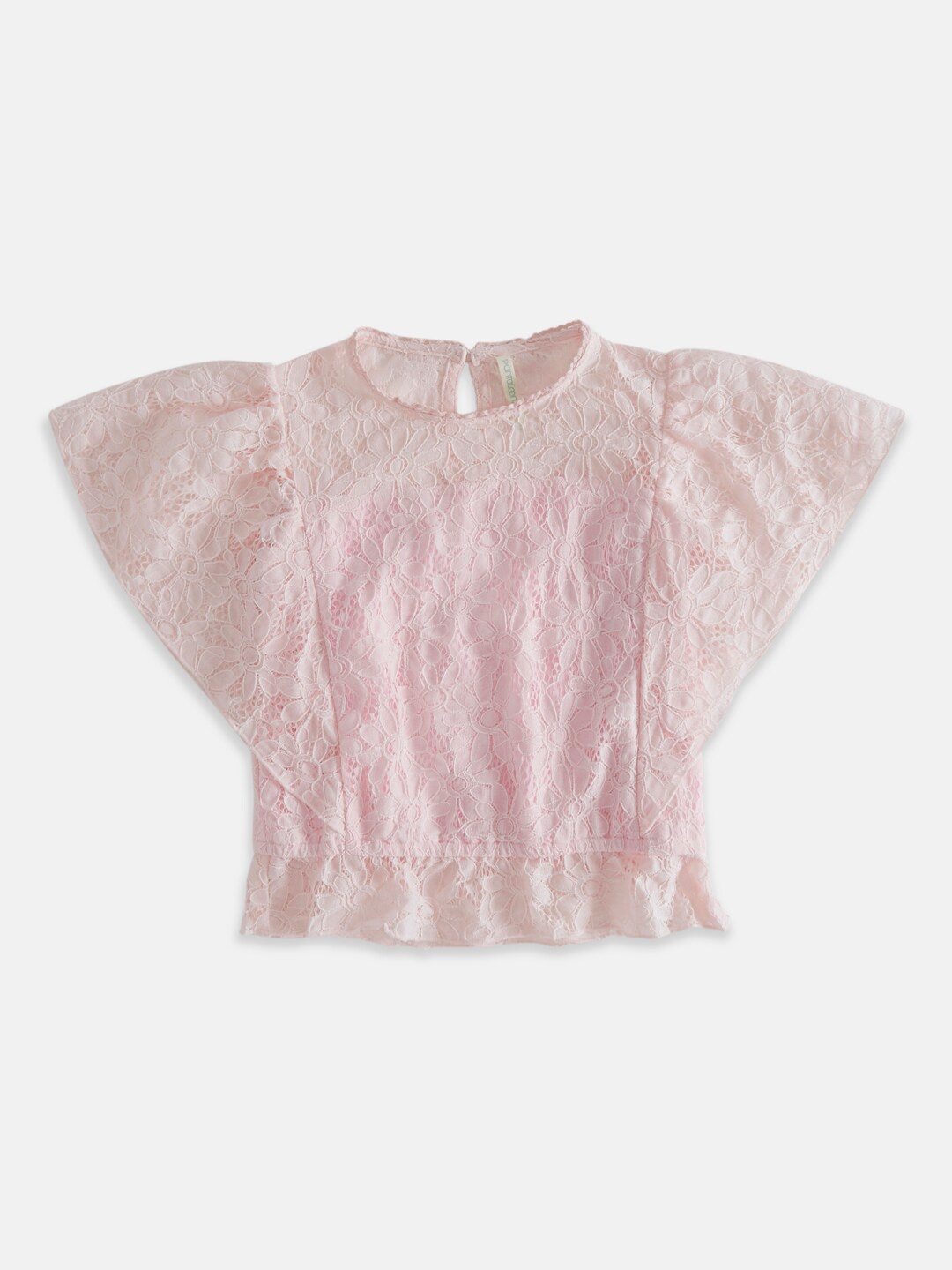 Pantaloons Junior Girls Self Design Cotton Blouson Top, Pink