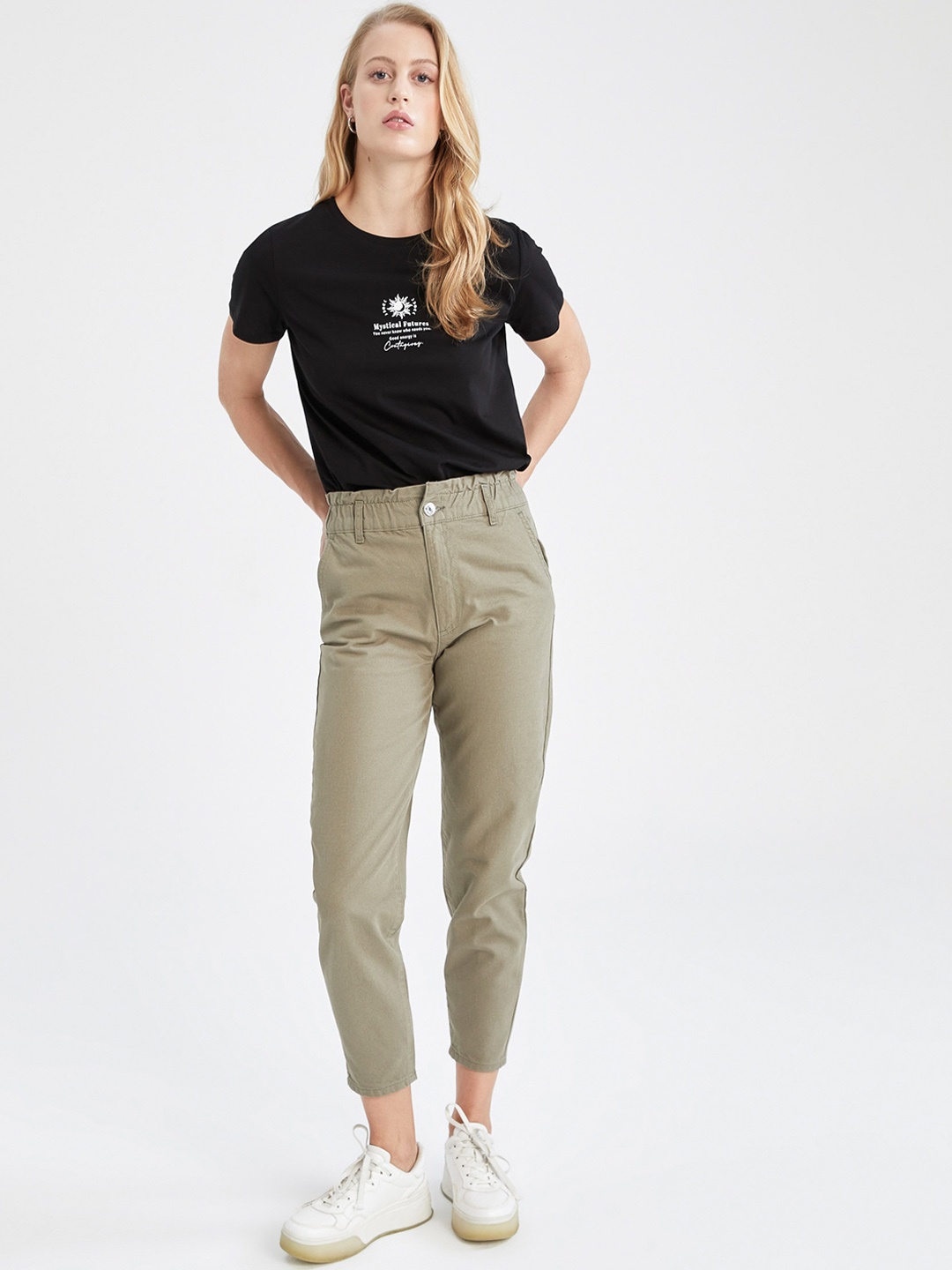 

DeFacto Women Slim Fit Pure Cotton Joggers, Olive