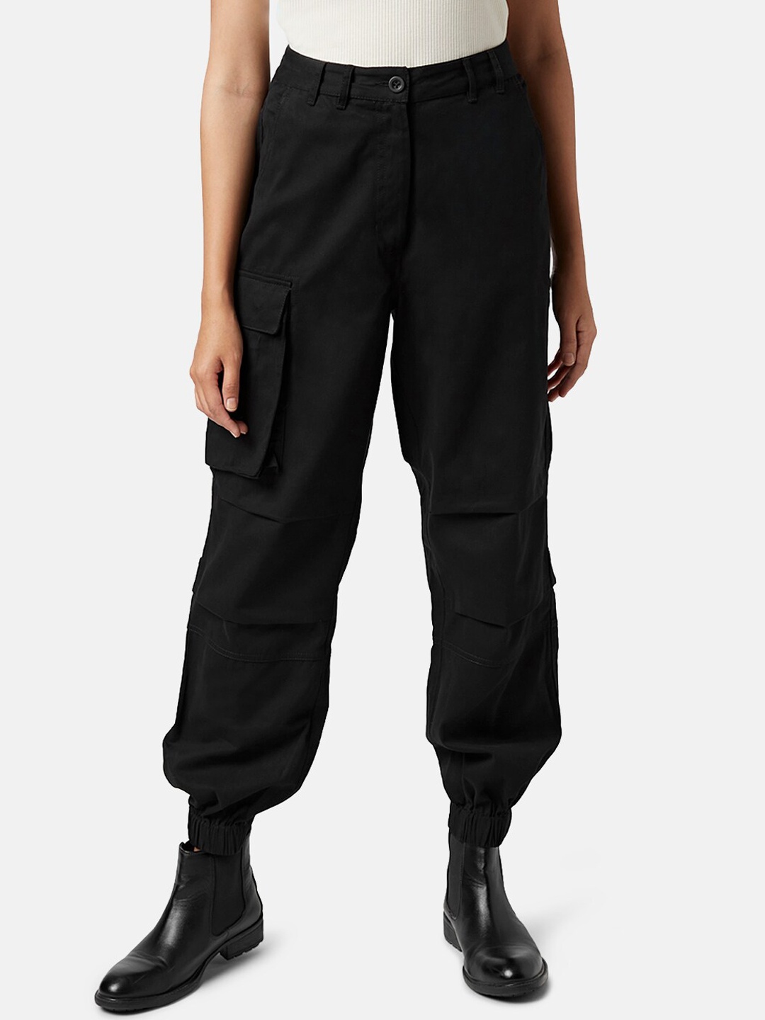 

SF JEANS by Pantaloons Women Regular Fit Cotton Joggers, Black