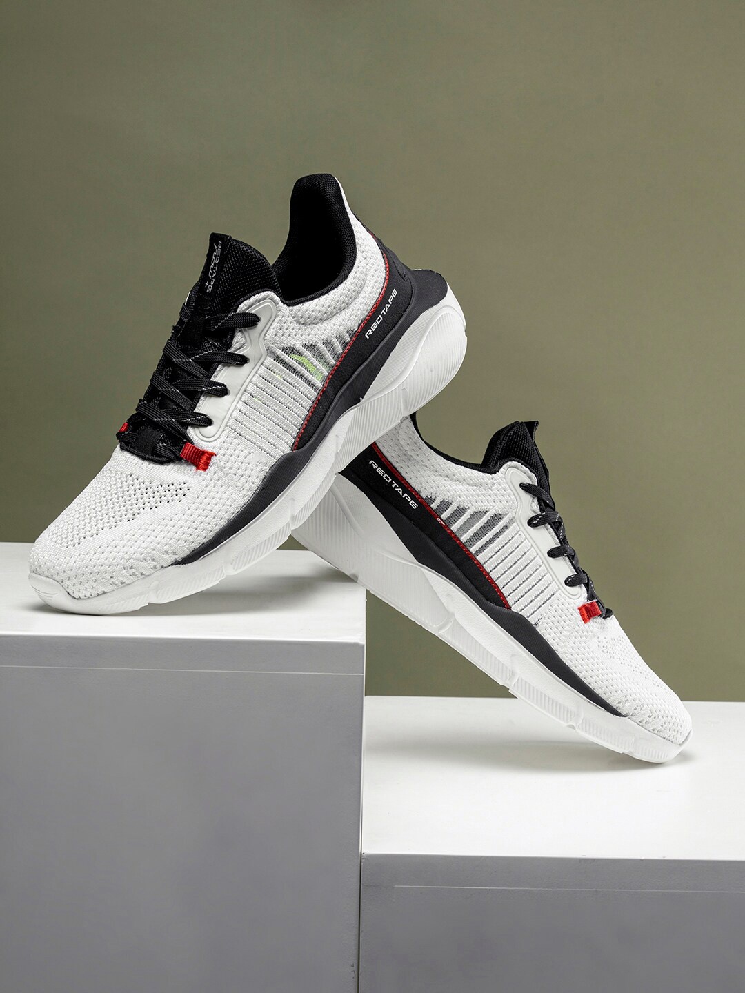 

Red Tape Men Lace-Up Textile Walking Shoes, White