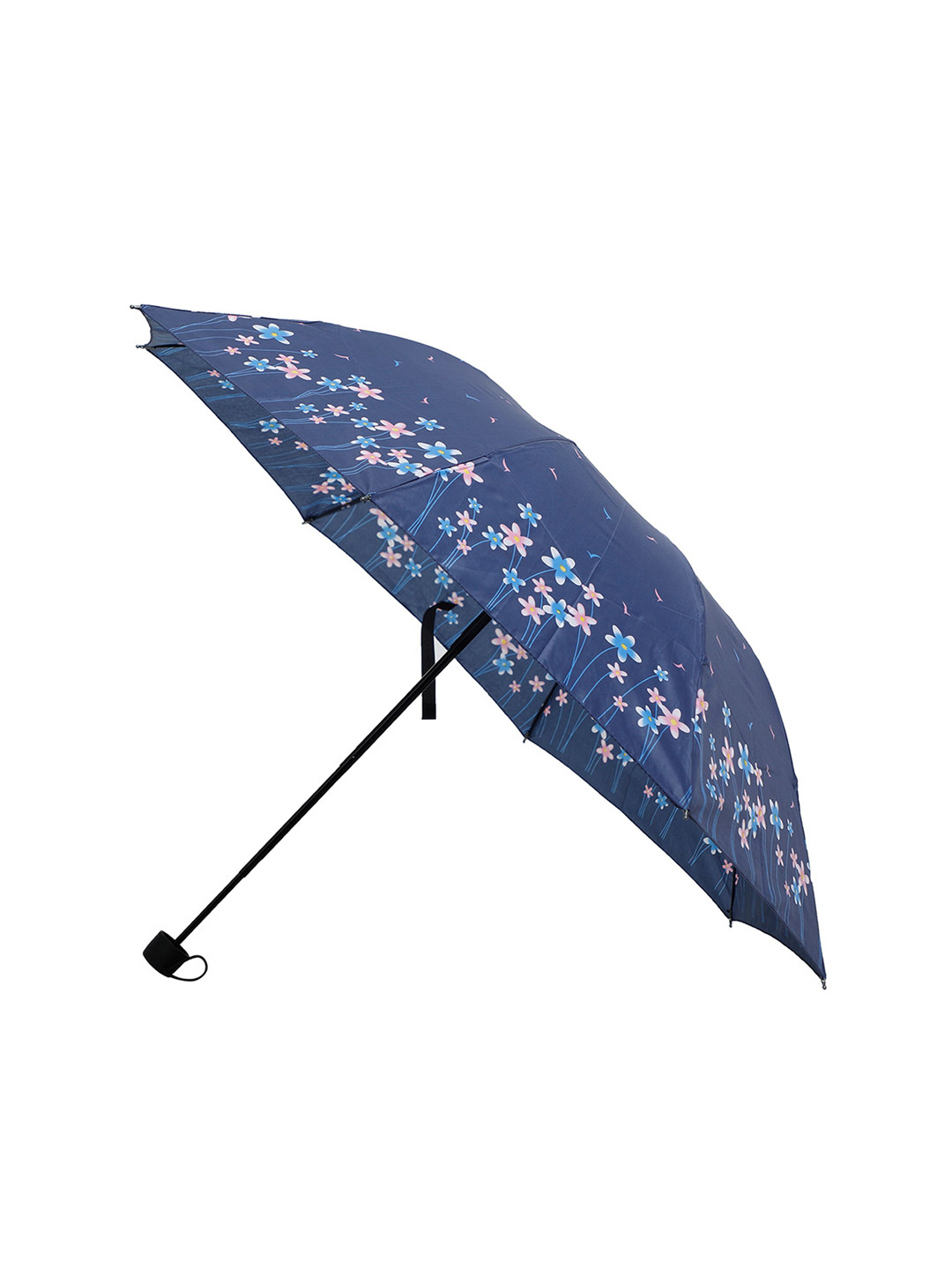 

LOOM LEGACY Floral Printed 3-Fold Manual Umbrella, Navy blue