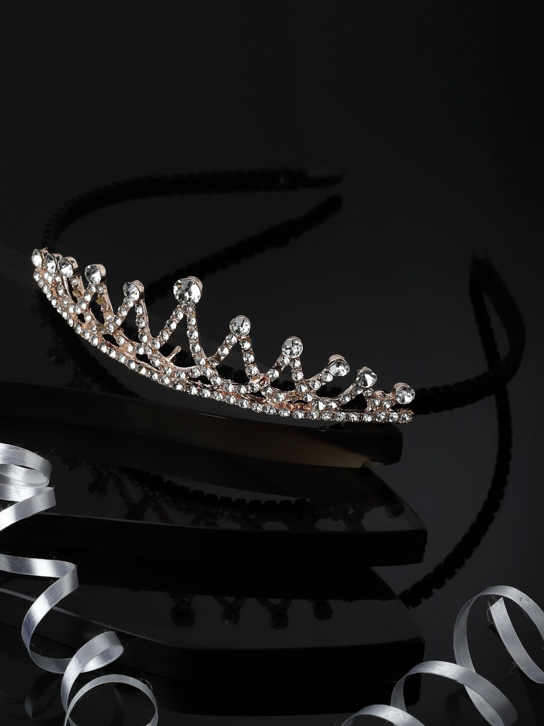 

PANASH Women Gold-Plated CZ Stone-Studded Embellished Hairband, White