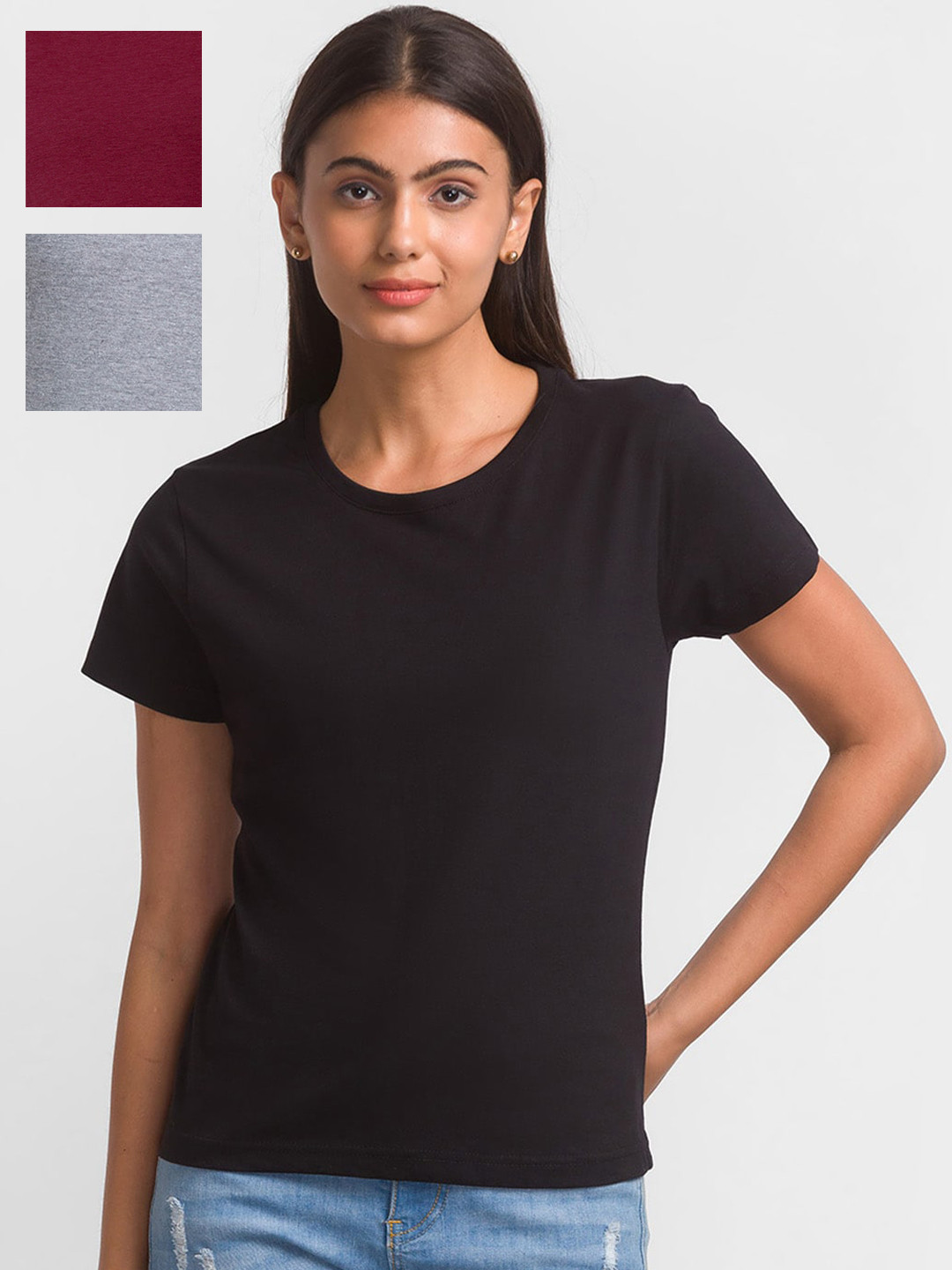 

NOIRA Set Of 3 Round Neck T-shirt, Black
