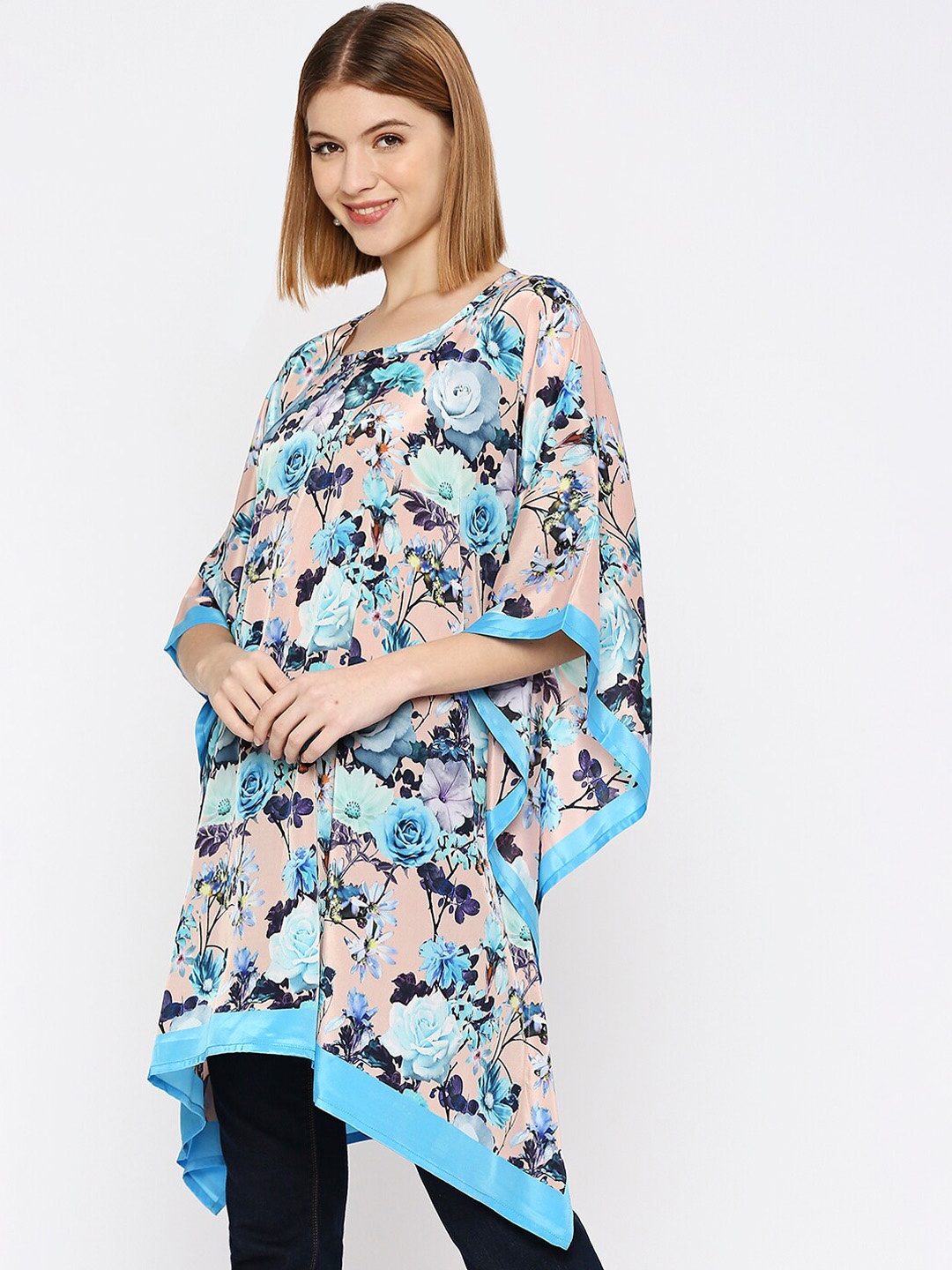 Cloth Haus India Floral Printed Kaftan Kurta, Peach