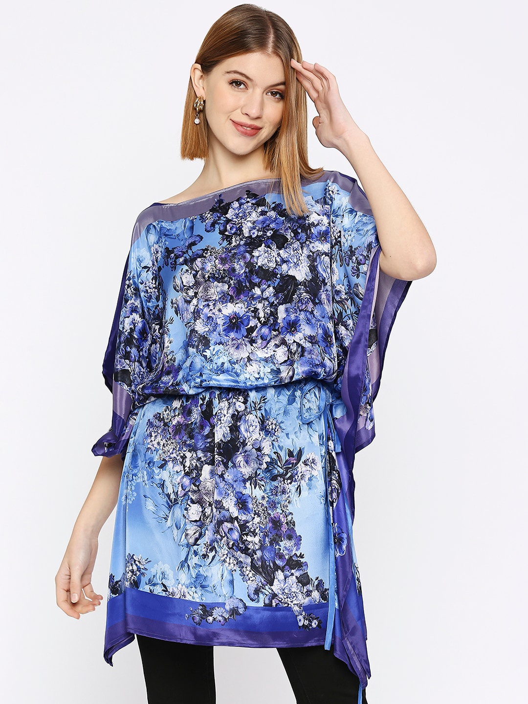 

Cloth Haus India Floral Printed Kaftan Kurta, Blue