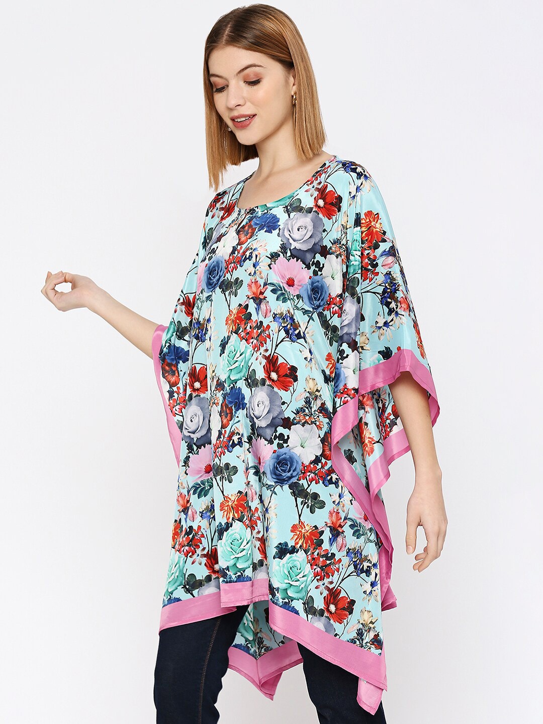

Cloth Haus India Floral Printed Kaftan Kurta, Blue