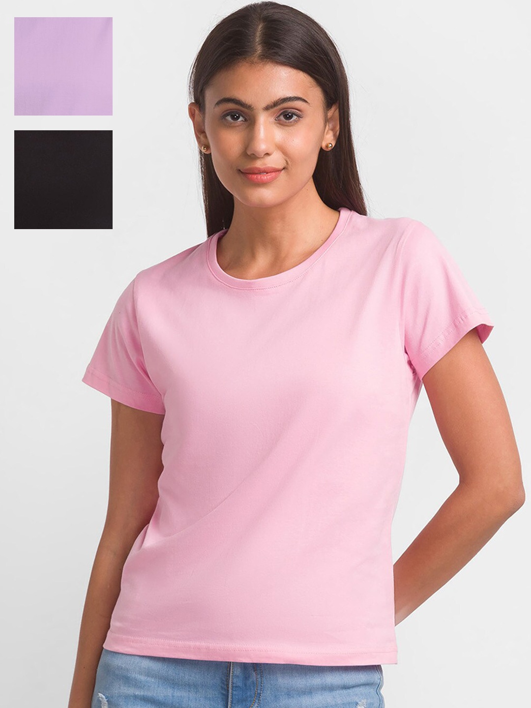 

NOIRA Pack Of 3 Cotton T-shirt, Pink