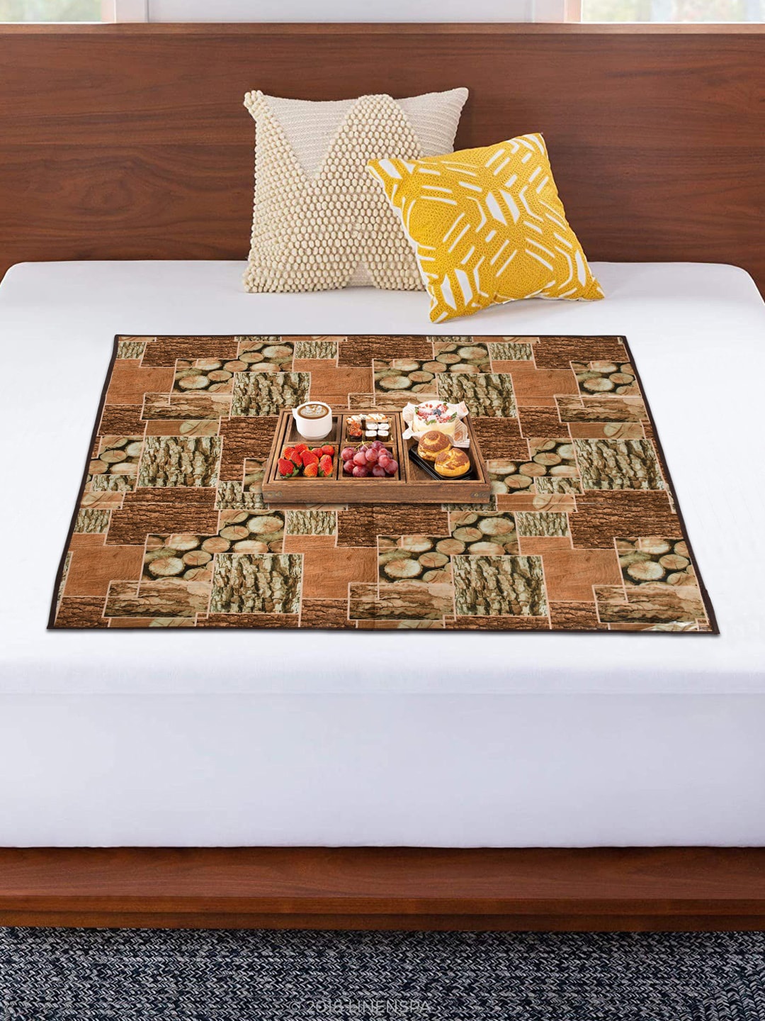 

Kuber Industries Brown Bed Server Dual Side Printed Food Mat