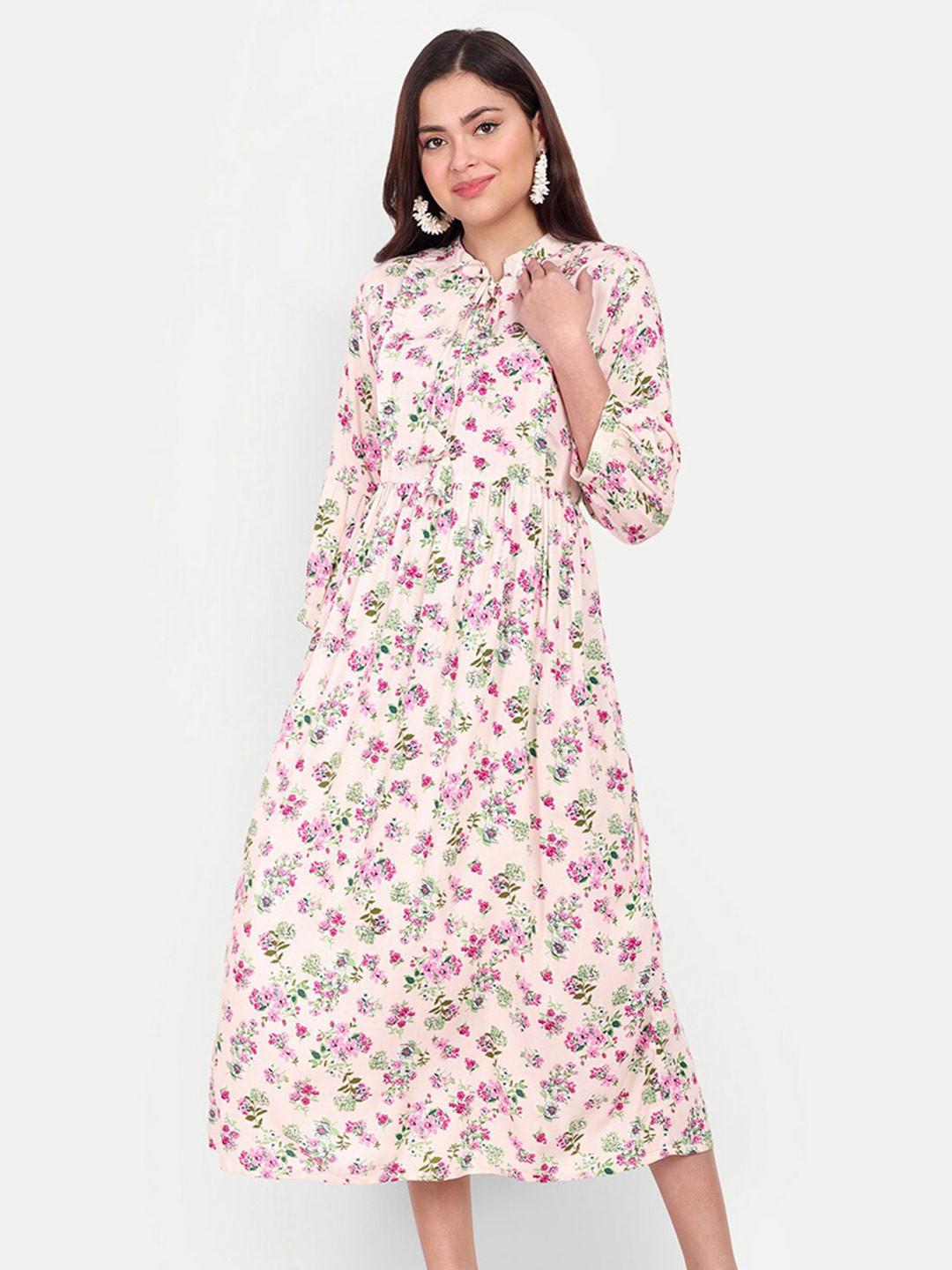 

Aaruvi Ruchi Verma Floral Maternity Midi Dress, Pink