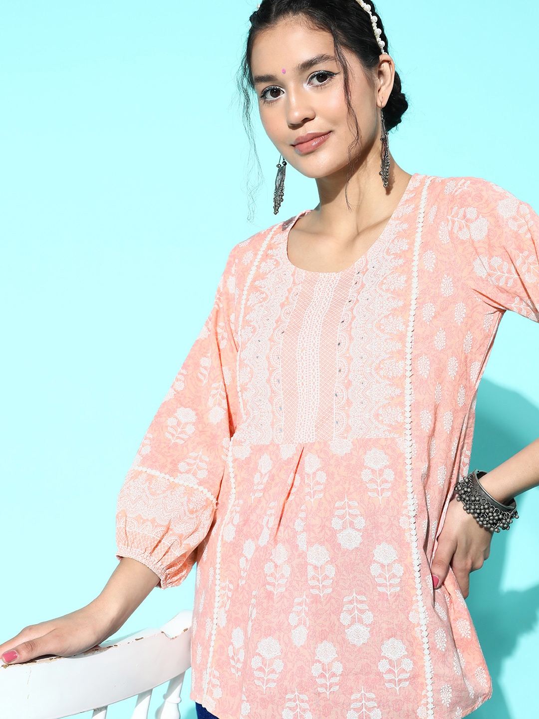 

Juniper Printed A-Line Tunic, Peach