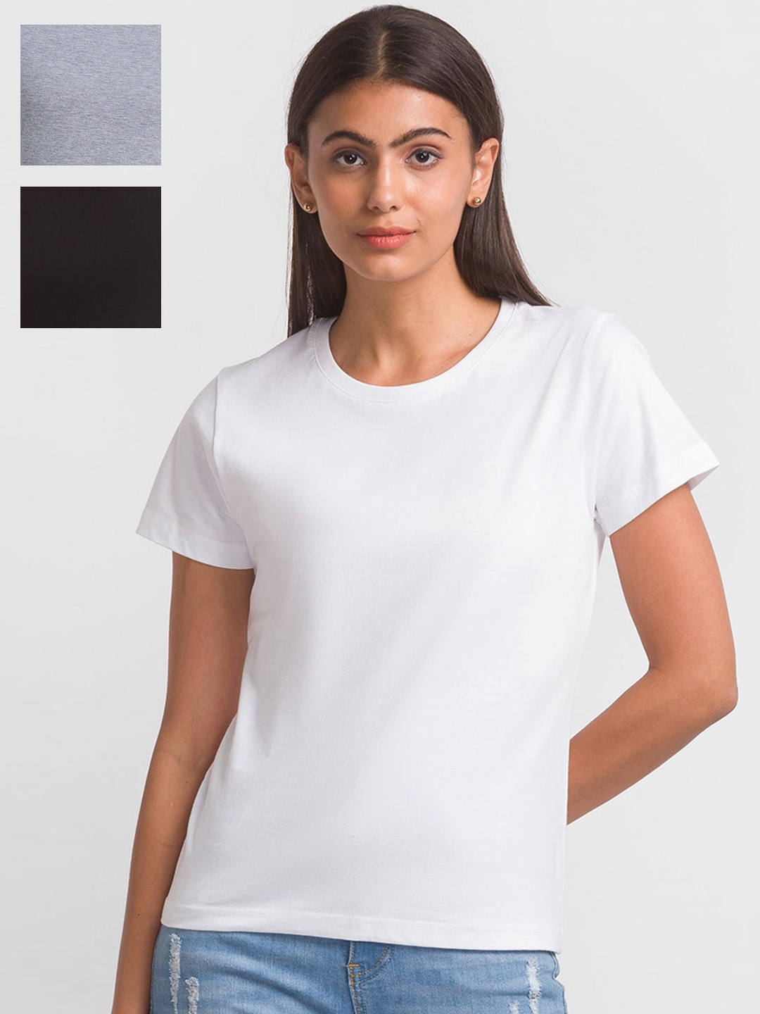 

NOIRA Pack Of 3 Cotton T-shirt, Black