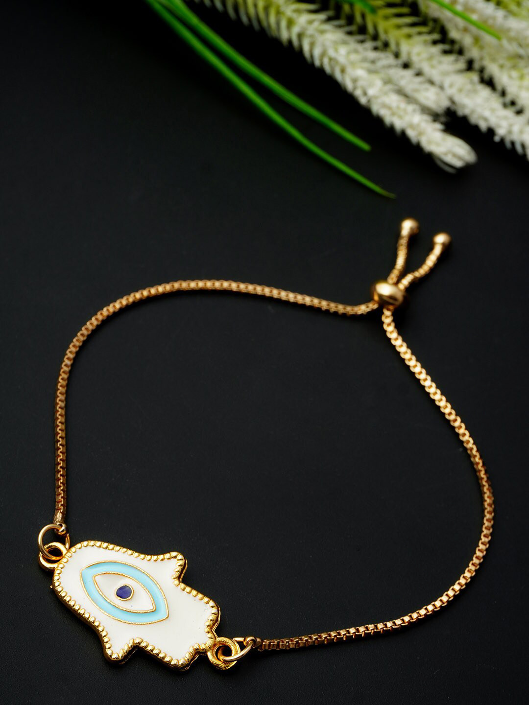 

Ferosh Gold-Plated Evil Eye Charm Bracelet, White