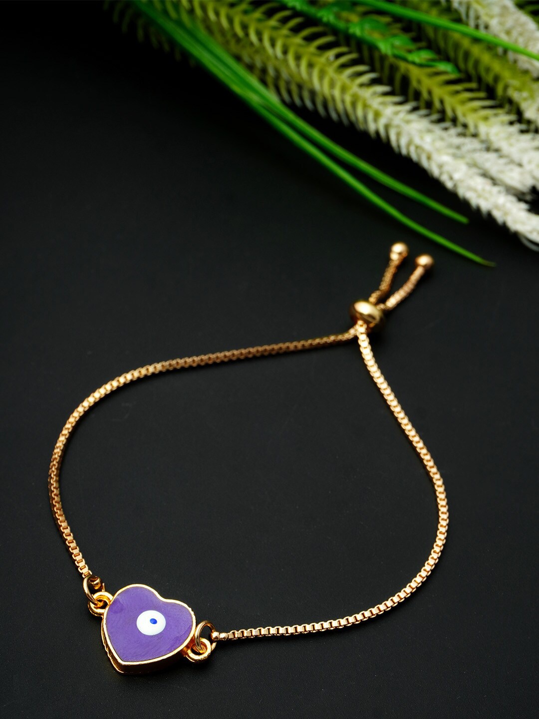 

Ferosh Women Gold-Plated Evil Eye Charm Bracelet, Purple