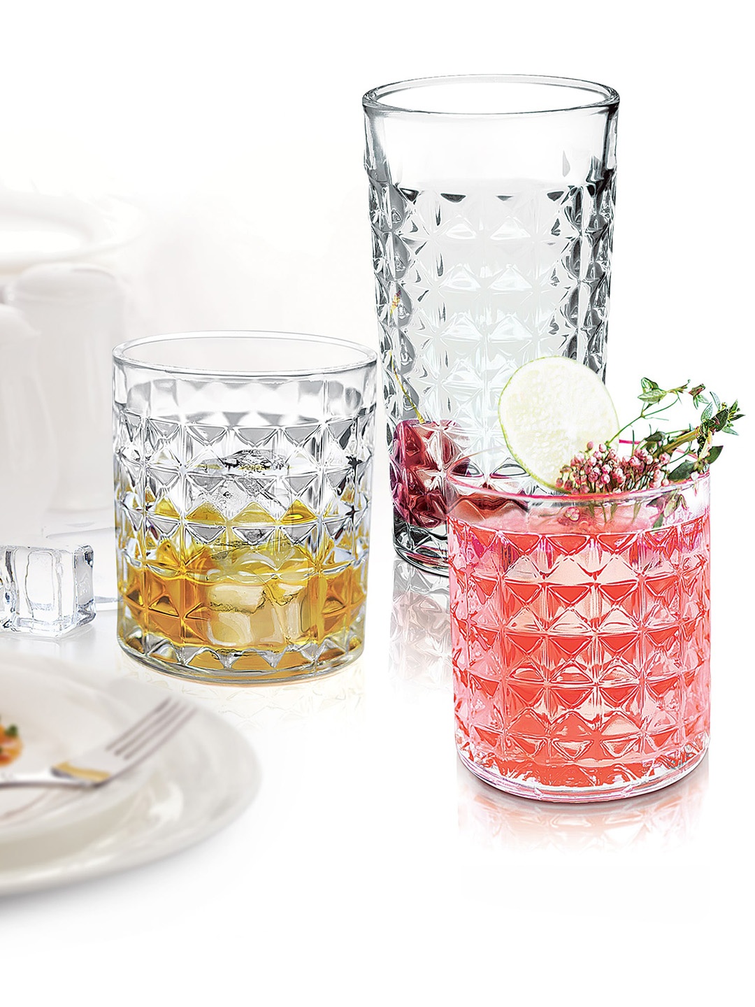 

Treo Knitts 380 Whisky 6 Pieces Transparent Glass Tumbler 380 ml Each