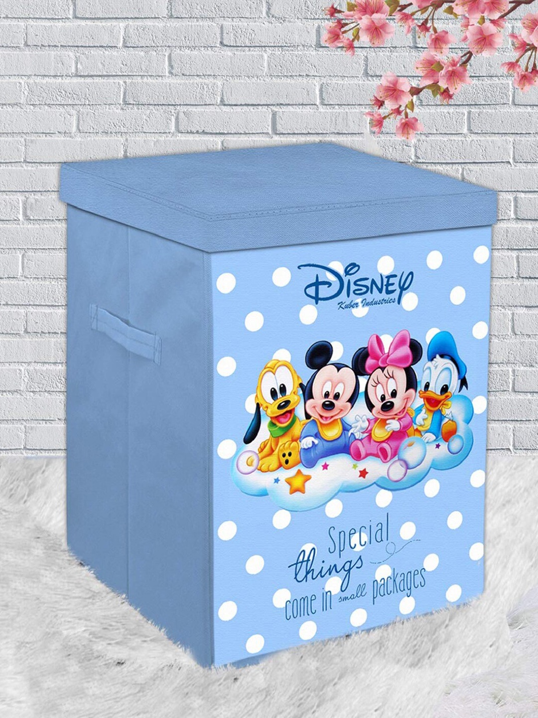 

Kuber Industries Blue Mickey Minnie & Friend Printed Laundry Bag With Lid & Handles