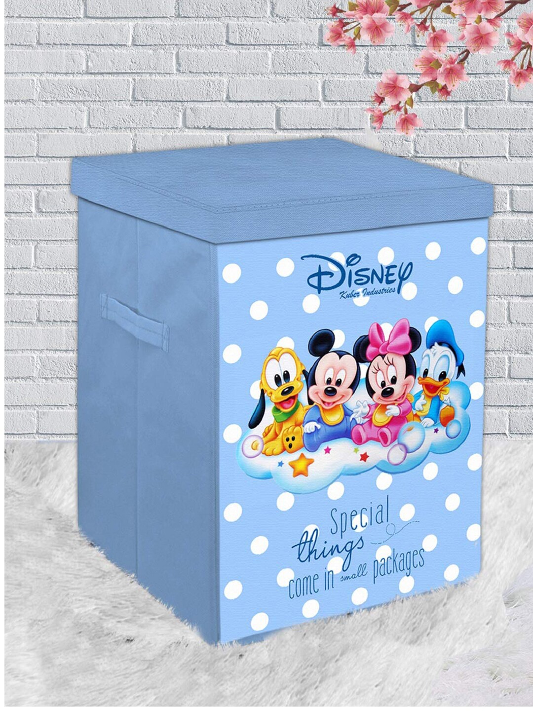 

Kuber Industries Blue 2 Pcs Mickey Minnie & Friend Printed Laundry Bag With Lid & Handles