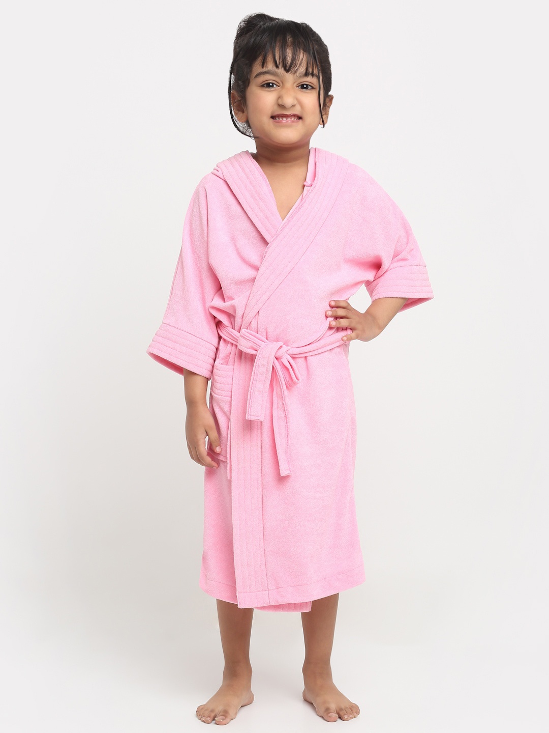 

Creeva Melodious Kids Pink Front Pocket Bath Robe