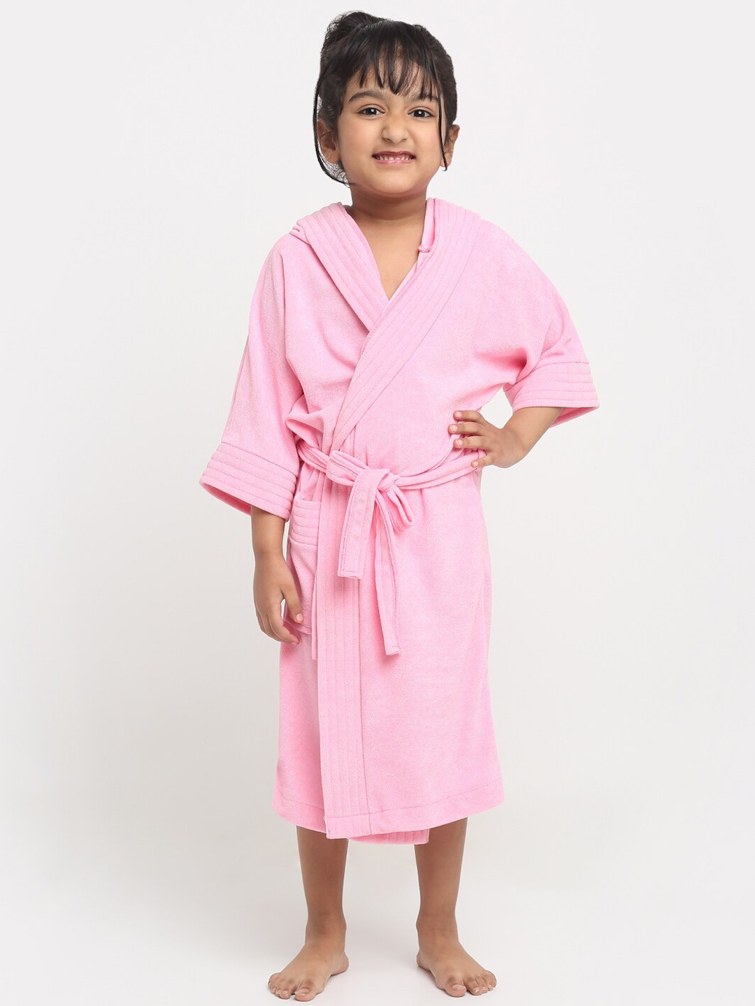 

Creeva Melodious Kids Pink Front Pocket Bath Robe