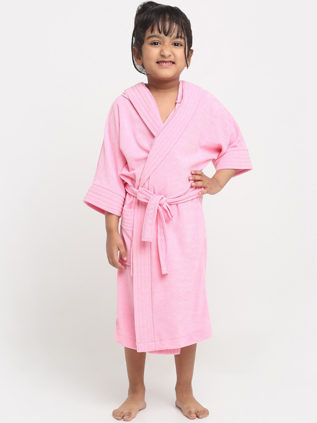 

Creeva Melodious Kids Pink Front Pocket Bath Robe