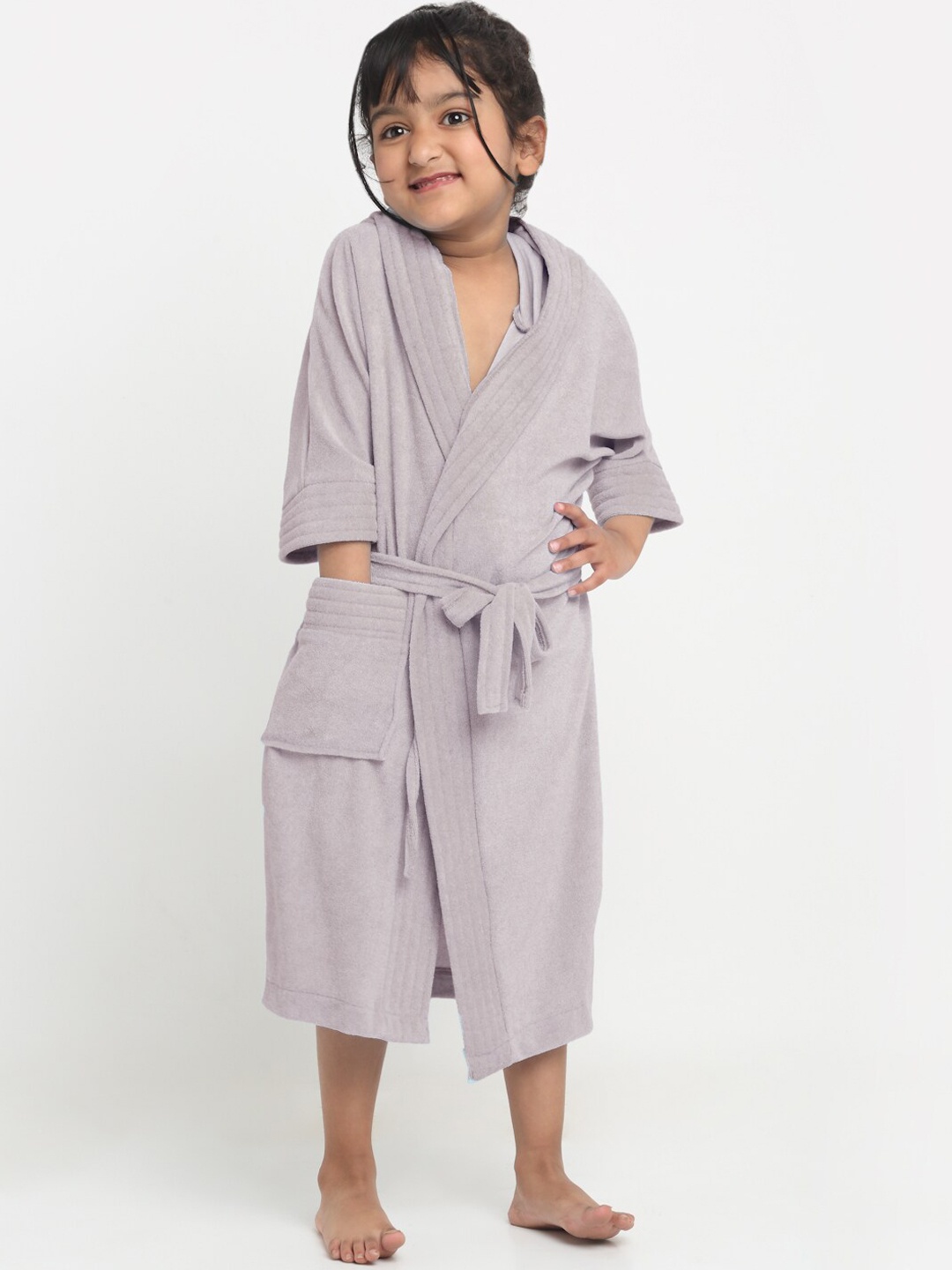 

Creeva Melodious Kids Grey Front Pocket Bath Robe