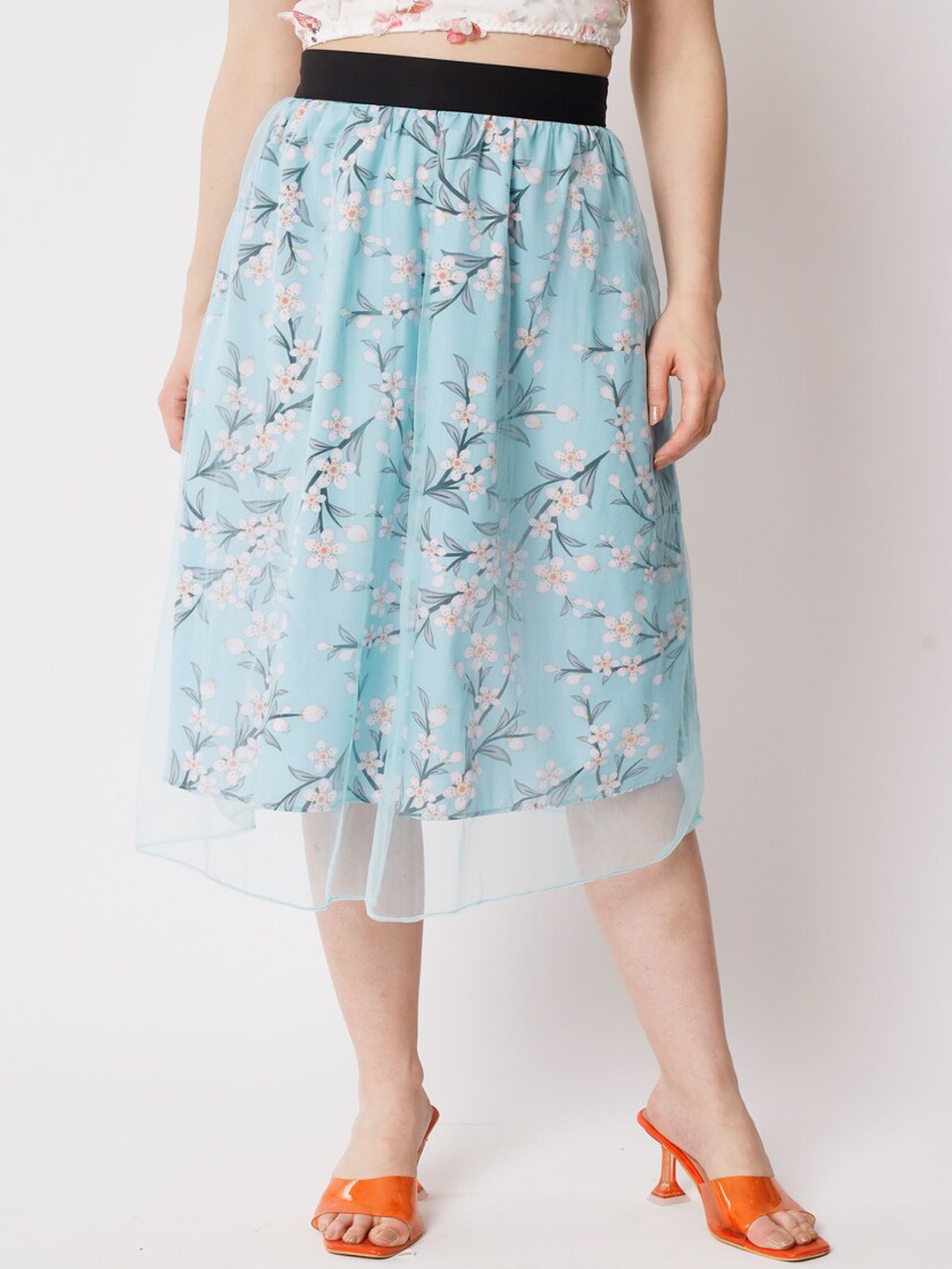 

Kannan Printed Knee Length A-line Skirt, Turquoise blue