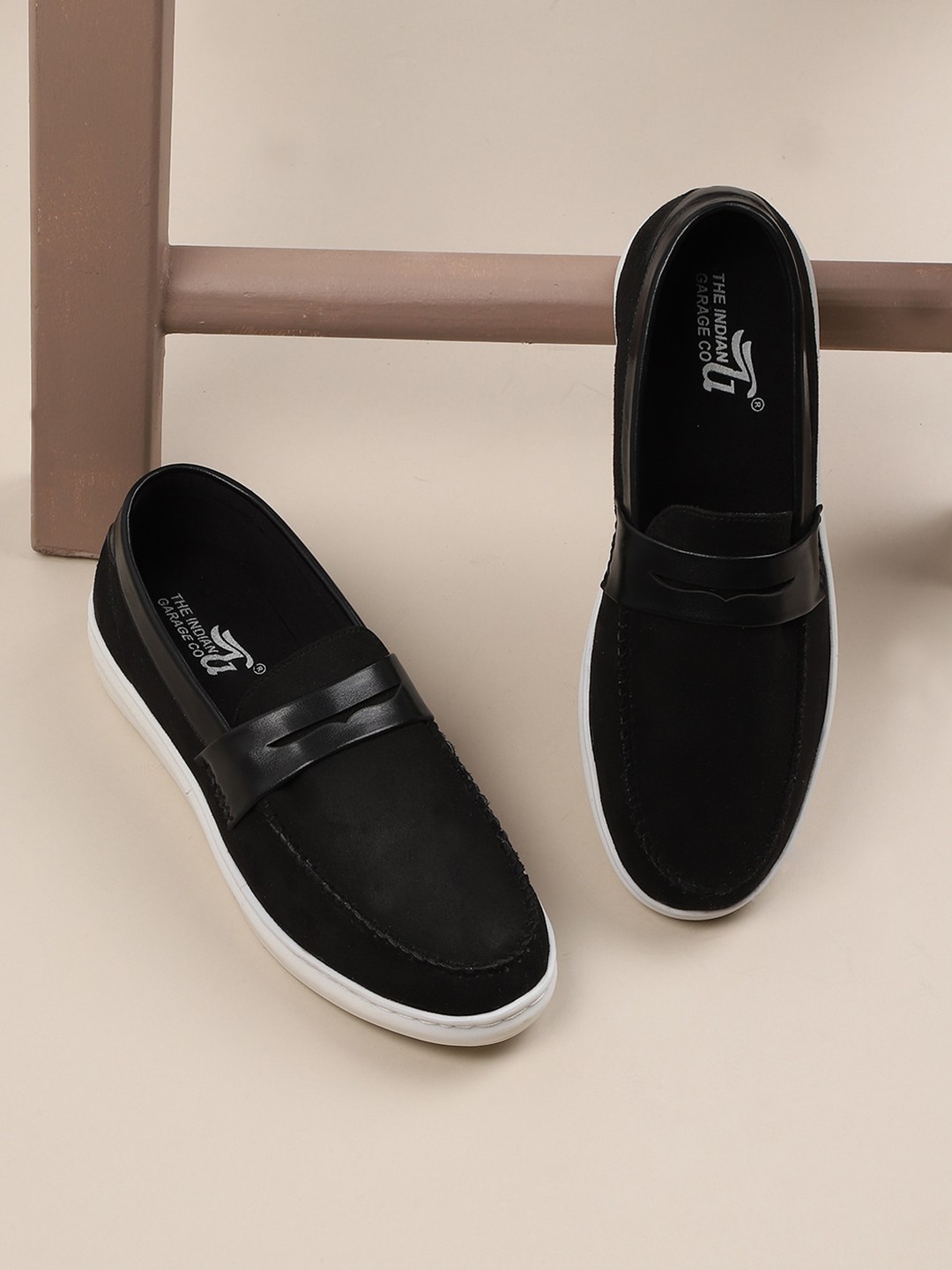 

The Indian Garage Co Men Suede Round Toe Slip-On Sneakers, Black