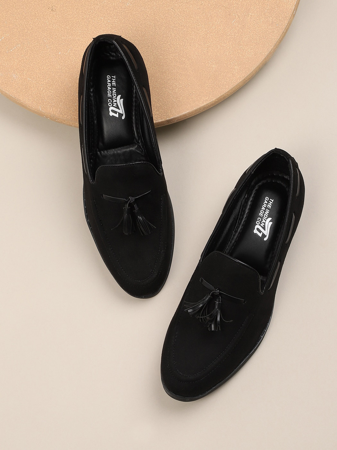 

The Indian Garage Co Men Suede Round Toe Slip-On Sneakers, Black