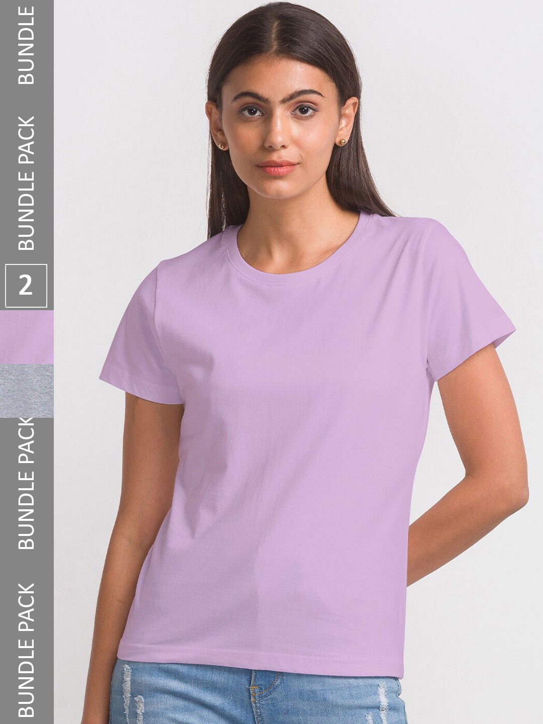 

NOIRA Pack Of 2 Cotton Round Neck Lounge Tshirts, Grey
