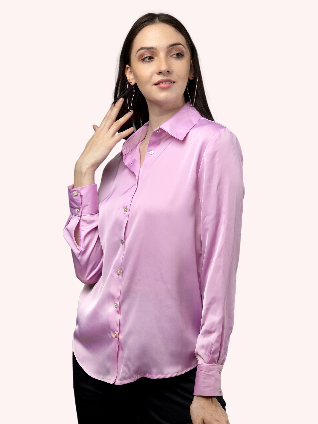 

NEOFAA Spread Collar Casual Shirt, Purple