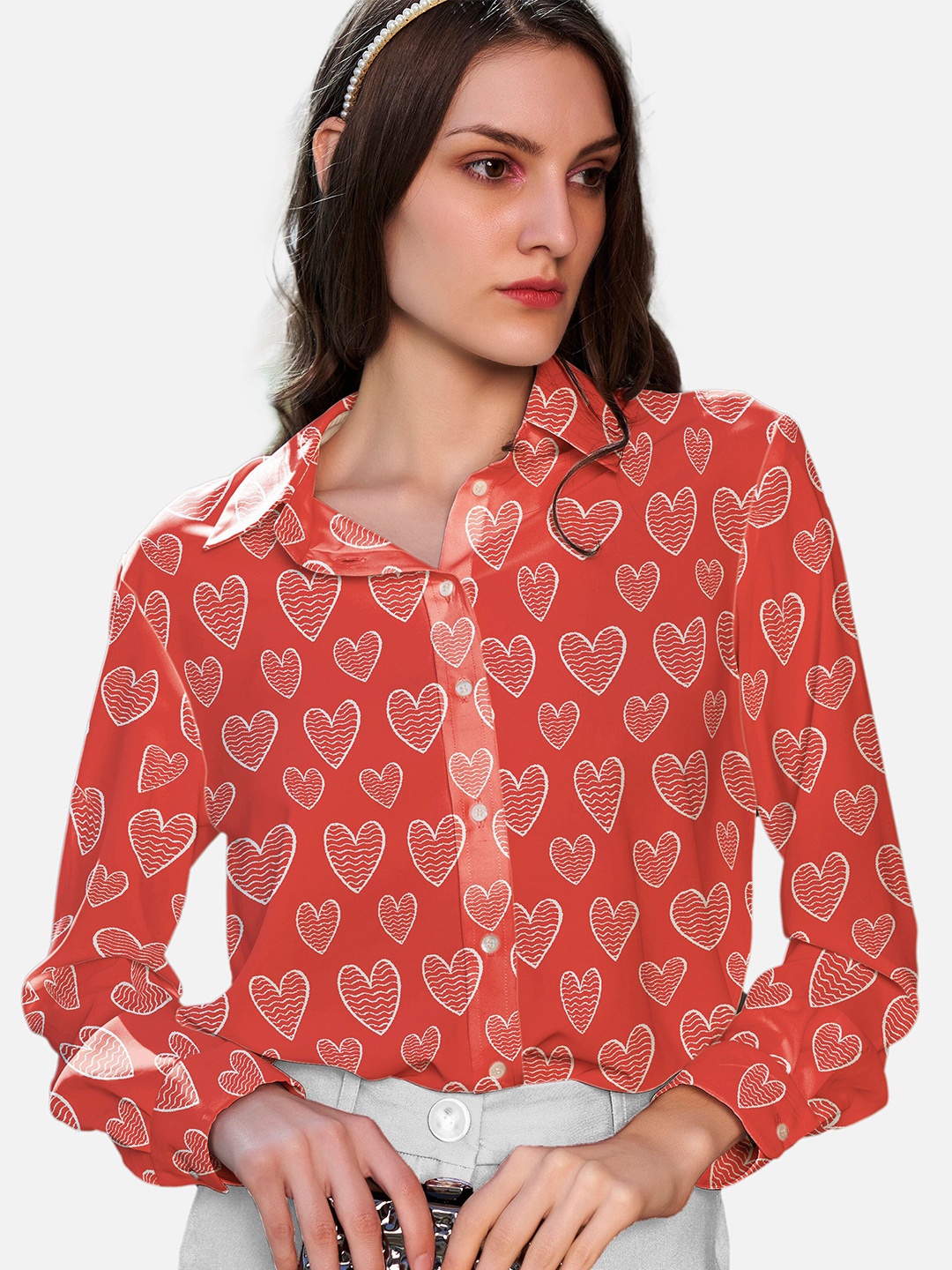 

NEOFAA Conversational Printed Casual Shirt, Red