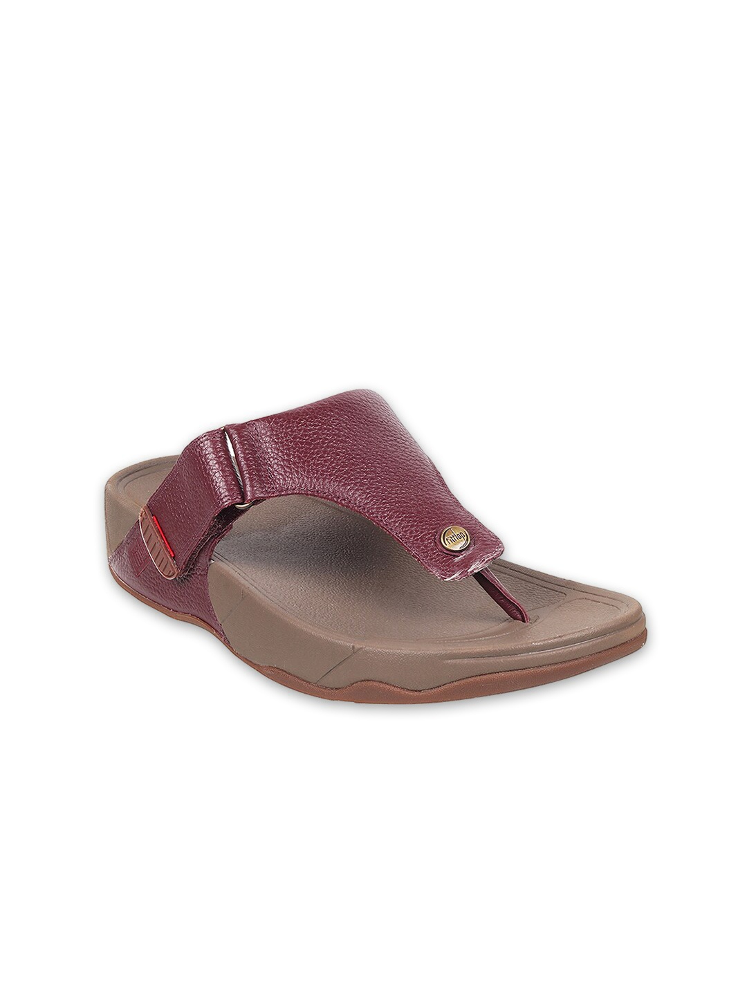 

fitflop Men Open Toe Leather Comfort Sandals, Maroon