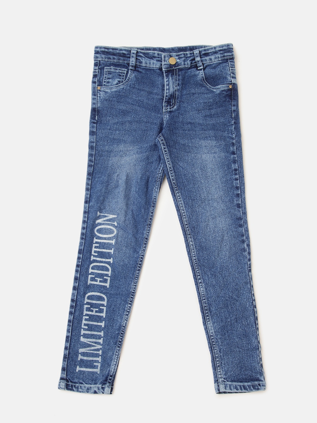 

De Moza Girls Cotton Heavy Fade Stretchable Jeans, Blue