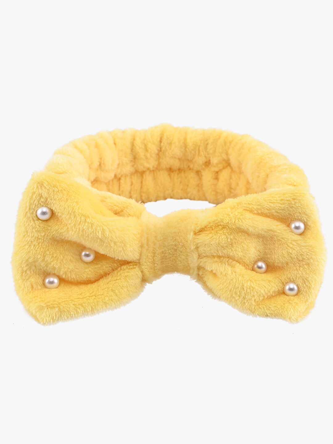 

BuckleUp Women Beaded Fabric Hairband, Yellow