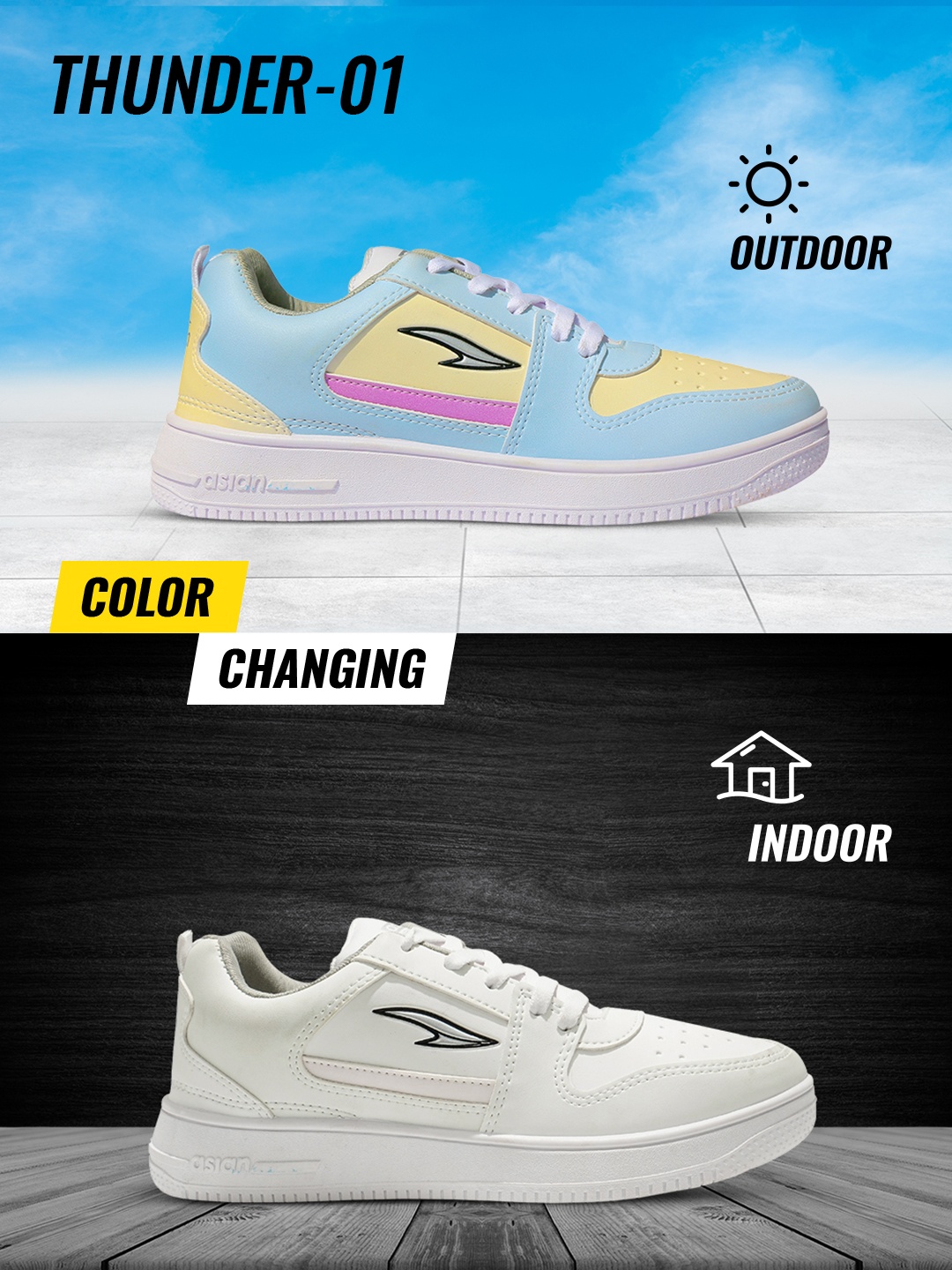 

ASIAN Men Men Round Toe Lightweight Lace-Ups Sneakers, White