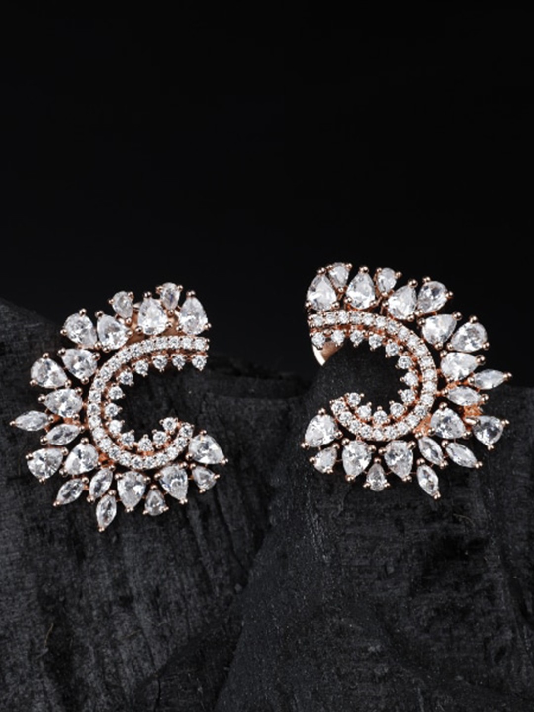 

Kord Store Rose Gold-Plated Crescent Shaped Studs Earrings, White