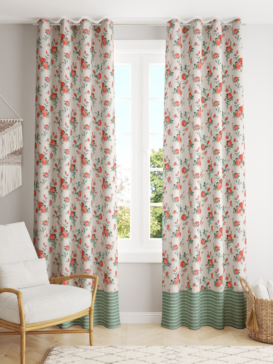 

Salona Bichona Red & White Floral Door Curtain